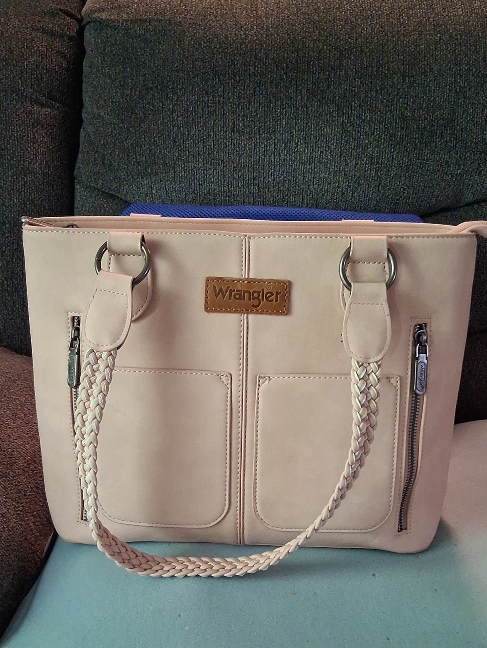 Wrangler Women's Cream Tote Bag with Braided Handles